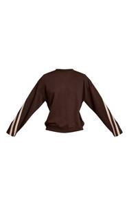 Sweat-shirt d'entraînement streetwear pour femme en coton 100% doux au toucher, avec logo sur le devant, col rond et manches longues, dernier design marron - Product Image 4
