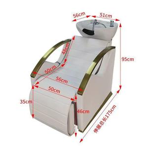 Fauteuil de lavage rose pour salon de coiffure, en cuir PU, design moderne, structure en acier inoxydable, siège rembourré, lavabo en céramique, réglable - Product Image 4