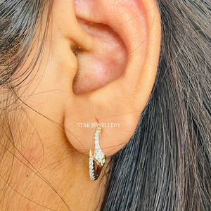 ต่างหูห่วงงูสีทอง14K แบบธรรมชาติเครื่องประดับที่ดี - Product Image 1