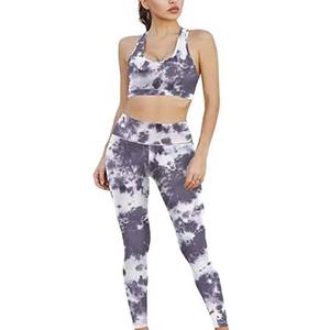 Gym Fitness Tracksuit Women's Custom Sublimation Print <b>Racer</b>-back Sports <b>Bra</b> & Leggings Pants Women's Printed Yoga Sets - Product Image 1