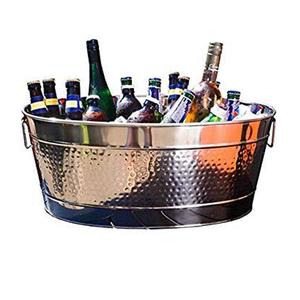 Cubo de hielo de Metal galvanizado, cubo decorativo de mesa para bebidas, forma ovalada, bañera de hierro para bebidas - Product Image 5