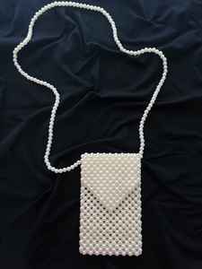 Sac de rangement en plastique moderne avec perles d'ivoire |   Sac à main et sac à bandoulière artisanal de grande capacité |   Armoire applicable - Product Image 2