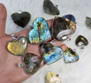 Hermosa forma de corazón Multi labradorita piedra preciosa colgante joyería a granel venta al por mayor bisel colgante joyería - Product Image 4