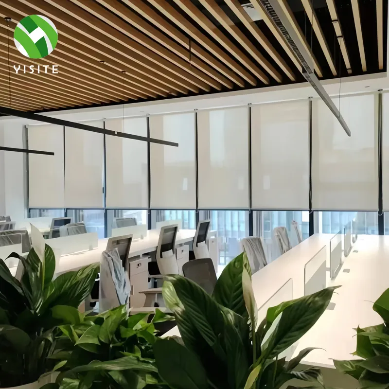 YST工場新デザインオフィス電気格納式ポリエステルスクリーンローラーブラインド防虫ウィンドウローラーブラインド