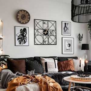 Section dorée Grande horloge murale à une face Fer décoratif de luxe et résine pour la décoration de la maison Salon Mariage - Product Image 1