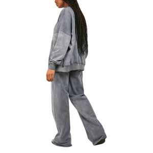 Conjunto Deportivo de 2 Piezas para Hombre, Sudadera con Capucha y Pantalones Jogger de Felpa con Lavado Ácido y Bordado, Cómodo, Transpirable, Personalizable para Invierno - Product Image 2