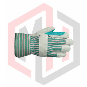 Guantes DE TRABAJO DE SEGURIDAD DE PALMA de cuero con espalda de algodón a rayas, transpirables, resistentes al desgarro, sin silicona, sin polvo, longitud personalizable - Product Image 4