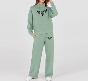Ensemble de survêtement pour femmes personnalisé en 2 pièces, ensemble de survêtement d'hiver, sweat-shirt à cordon de serrage, pantalon de survêtement à jambes larges, ensemble de détente, survêtement - Product Image 5