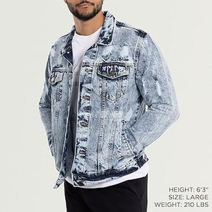 Chaqueta vaquera con lavado ácido de calidad superior, superventas, con soporte frontal, transpirable, de secado rápido, holgada, de invierno para hombre, a la venta en línea - Product Image 3