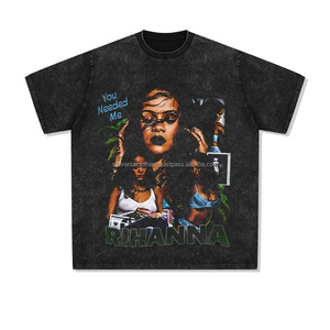 Hip Hop Stone Vintage camiseta de gran tamaño 100% algodón lavado ácido Streetwear Puff secado rápido diseño personalizado venta al por mayor hombres impresos - Product Image 3