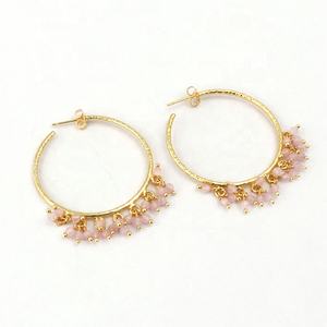 Minuscule tigre nouvelle Collection plaqué or boucles d'oreilles faites à la main forme oeil de tigre pierre précieuse pousser dos paire à la mode cerceau oreille bijoux - Product Image 5