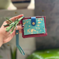 Portefeuille-pochette unisexe tendance en cuir recyclé style western, best-seller, avec porte-cartes et finition métallique