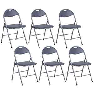 Sedie pieghevoli in metallo/PVC lunghe e comode 6 pezzi 44x48x78 cm in grigio per eventi - Product Image 1