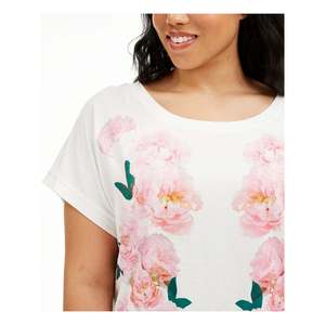 T-shirt Oversize da Donna Tommy Hilfiger Taglie Forti 3X con Stampa Floreale, Top Casual in Jersey Estivo 3D Seta e Cotone Bianco - Product Image 2