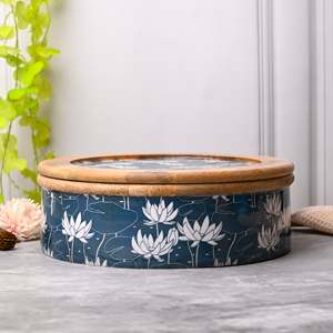 หม้อตุ๋นเซรามิกอะลูมิเนียมลายดอกไม้ Sea-bloom Alluring พร้อมฝาไม้ สำหรับอุ่นอาหาร ทำอาหาร และจัดเลี้ยงที่บ้าน - Product Image 1