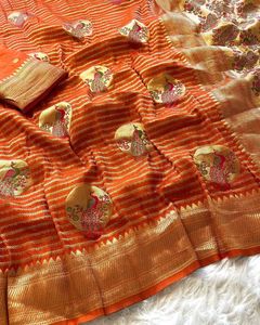 Royal Look diseñador indio étnico Crape seda Saree último tradicional exclusivo elegante fiesta Nupcial desgaste blusa para mujer chica - Product Image 1
