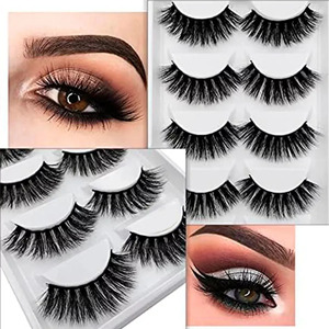 5-Pair Kit of 3D Long-Lasting Thick Mink Crisscross False <b>Eyelashes</b>, 1.5 cm - Assorted Colors - Product Image 5