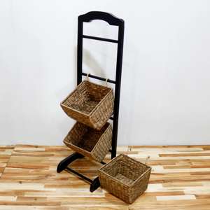 Comehome - Support de panier en bois de jacinthe à 3 niveaux de haute qualité, style bohème, meuble en bois naturel, meubles de maison, cuisine, fabriqué au Vietnam - Product Image 3