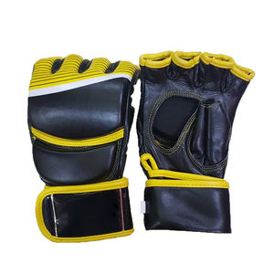 Guantes de entrenamiento de boxeo y MMA de cuero de vaca de medio dedo para hombres para artes marciales y combate - Product Image 1