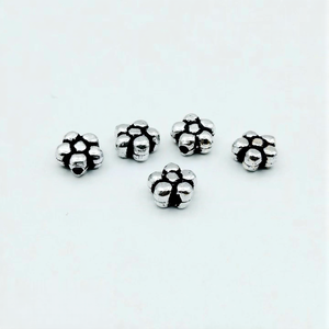 Cuentas espaciadoras de flor chapadas en plata de ley 925, hechas a mano, de 4mm, 6mm, 8mm, para fabricación de joyas, material de piedras preciosas - Product Image 1