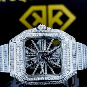 Personalizado VVS Moissanite Relógio Mecânico Passe Tester Diamante Baguette 925 Banhado A Ouro De Prata Iced Out Luxo Fine Jewelry