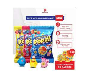 Bonbons en gros : Jelly Bean, Sucré-Acidulé, Fruité, Popit Cube, Confiserie, Fraise, Lait en poudre, Sucre, Sachet de 40g - Product Image 6