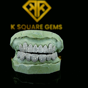 Vente en gros de diamants de laboratoire en or blanc 14kt Grillz tendance élégante dernière collection de bijoux fins avec une clarté vvs améliorée - Product Image 1