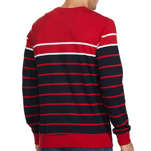 Pull décontracté en maille à col rond rayé rouge marine pour homme, coupe classique, en coton respirant, dernière collection, idéal pour l'automne - Product Image 6