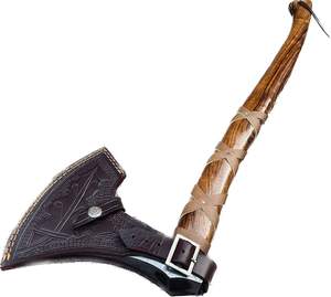 Commandes en gros personnalisées OEM ODM service camping fait gaine en cuir manche en bois damas hache fixe lame tranchante PRESTIGE - Product Image 3