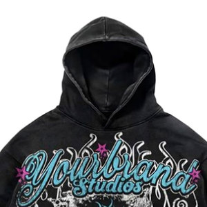 OEM ODM personalizado hombres Rhinestone sudaderas con capucha DTG DTF sublimación sudadera Streetwear pulóver ropa Casual - Product Image 4