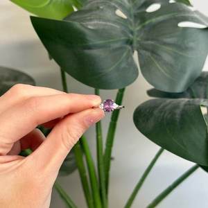 Romantic Design <b>Amethyst</b> Oval Cut 925 Sterling Silver Minimalist Band <b>Ring</b> Engagement Party Wedding Anniversaries Women Girls' - Product Image 5