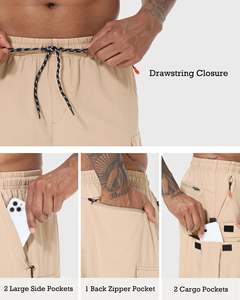 Shorts de sport pour hommes, respirants, écologiques, en tissu Oxford, avec cordon de serrage à la taille, pour la course à pied, l'entraînement, le sport et la remise en forme - Product Image 2