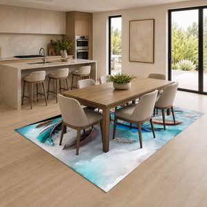 Tapis de salon en chenille antidérapant, motif neutre multicolore imprimé numériquement, lavable en machine, vente en gros - RUGS DEPOT LXDP-0540 - Product Image 4