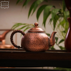2025 Antique Pure Copper Tea Pot Handmade Carved Metal Boiling Water <b>Kettle</b> Brass Tea Set for Tea - Product Image 5