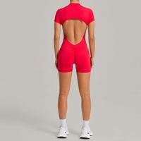 Combinaison de yoga semi-zippée pour femme, effet push-up, tenue de sport dos nu, idéale pour la course en extérieur et l'entraînement