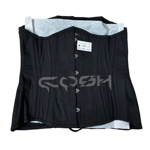 Corset amincissant en coton noir OEM ODM avec 26 baleines en acier |   Fournisseur de corsets à logo personnalisé en marque propre - Product Image 1