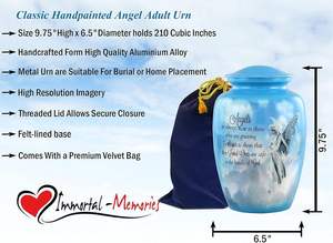 Ángel grabado en azul gradiente urna para cenizas humanas adulto mujer hombre urna decorativa para cenizas para hombres mujeres tamaño personalizado - Product Image 6