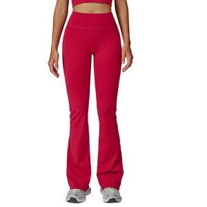 High Waist Elastic Outdoor Sports Wear Running Workout Flare Pants Loose Comfortable Yoga <b>Leggings</b> for Women - Product Image 3