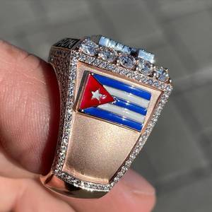 Anillo de Lujo con Letra Personalizada en Plata de Ley 925, Bañado en Rodio, Estilo Hip Hop, con Diamantes de Moissanita VVS Brillantes - Product Image 2