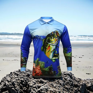 Camisas de pesca de poliéster sublimadas personalizadas, fabricante de ropa de pesca, camisas de pesca de manga larga con botones de poliéster y LICRA - Product Image 6