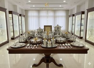 Olla de Servir de Metal Martillado, Utensilio de Cocina con Tapa Decorativa Plateada, Cazuela Hecha a Mano, Cazuela en Oferta - Product Image 6