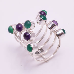 925ทำด้วยมือพลอยโกเมนธรรมชาติแหวนดีไซน์ที่เป็นเอกลักษณ์ของผู้หญิงแฟชั่น925เครื่องประดับเงินสเตอร์ลิง - Product Image 2