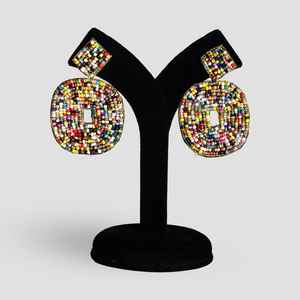 Pendientes de cuentas bohemias con flecos en cascada Andy de diseño turquesa, regalo de joyería único - Product Image 2