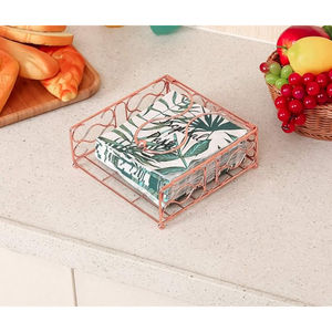 Porte-serviettes de table géométrique décoratif de grande qualité, élégant porte-serviettes en fil métallique rose doré pour la décoration de table à manger - Product Image 1