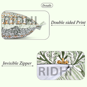 Funda de Almohada Lumbar Ridhi 20x26, Color Amarillo Goldenrod, con Volantes, Estampado Floral a Mano, Estilo Occidental, 100% Algodón, Extraíble y Lavable - Product Image 4