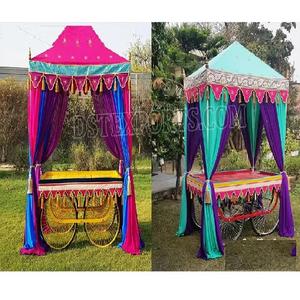 <b>Mehndi</b> Event Colorful Canopy Style Rehdi Stall Exclusive Wooden Wedding Food Stalls Wooden Made Rehri for Grand Wedding <b>Decor</b> - Product Image 1