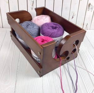 Rustic wood yarn holder large storage <b>knitting</b> accessory holder handmade natural polish portable decoration & Gifting yarn <b>bowl</b> - Product Image 2