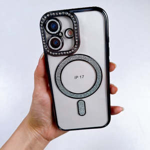 เคส iPhone 17 2025 พรีเมียม พร้อมวงแหวนแม่เหล็กแบบมีกลิตเตอร์ ขอบสีดำ - Product Image 1