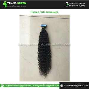 Gran oferta exclusiva en calidad excepcional Virgin Temple 100% Raw sin procesar Kinky Curly Tape Extensión de cabello humano Cutícula India - Product Image 5