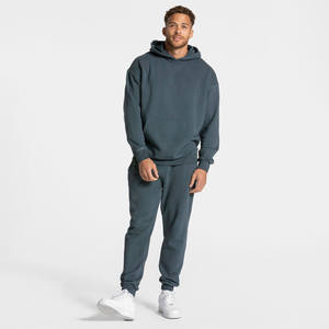Logo personnalisé deux pièces survêtement Streetwear plusieurs couleurs Option survêtements pour hommes coupe normale vierge sweat à capuche et pantalon de survêtement ensemble - Product Image 1